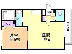 フォンテーヌ東札幌 1LDKの間取図画像