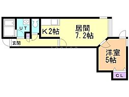 リネール川下 1LDKの間取図画像