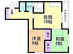 メゾン・ド・ボワール6南郷 2LDKの間取図画像