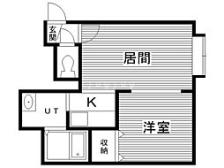 ルーエンハイム北郷 1LDKの間取図画像