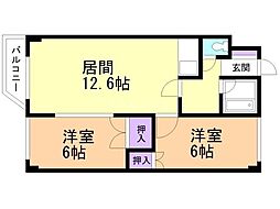 コーポラスワイド 2LDKの間取図画像