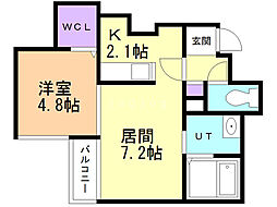 アボンド月寒T・H 1LDKの間取図画像