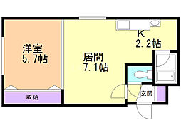 パトラス白石 1DKの間取図画像
