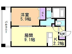 GrandMerKikusui 1LDKの間取図画像