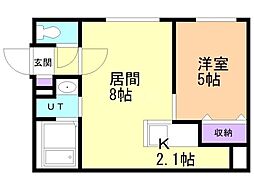 アズール7 1LDKの間取図画像