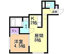 ヒールコート 1LDKの間取図画像