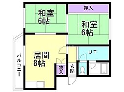 菊水コーポラスB 2DKの間取図画像