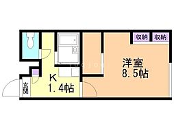 レオパレスブラン 1Kの間取図画像