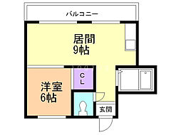 レインボーカズ栄通21丁目 1LDKの間取図画像
