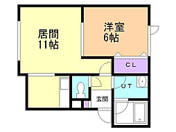 ロイヤルオーディンB 1LDKの間取図画像
