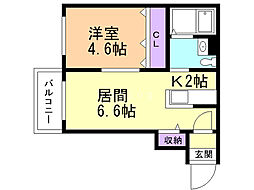 ヒルトップ南郷丘公園 1LDKの間取図画像