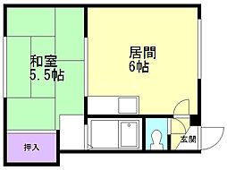 白石ハイツ 1DKの間取図画像