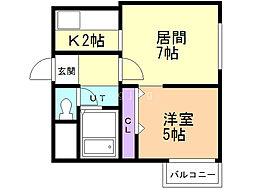 ハウスオブリザ栄通 1LDKの間取図画像