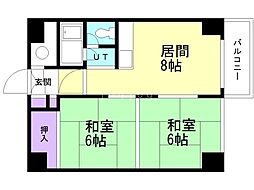 南郷丘ハイツ 2DKの間取図画像
