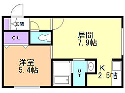 グランメール南郷通11 1LDKの間取図画像