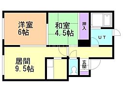 ブロードコート白石 2DKの間取図画像