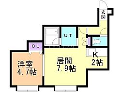 パルティールTM北郷 1LDKの間取図画像