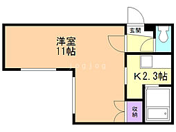 グレビス 1Kの間取図画像