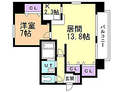 ピエール・ラルジュ東札幌 1LDKの間取図画像