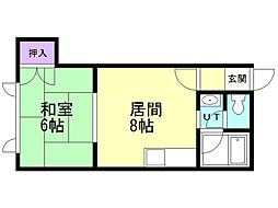 プチパークハイツ 1LDKの間取図画像