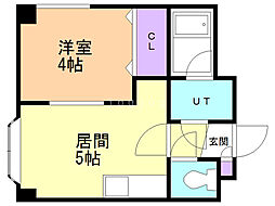 恵比寿第2ハイツ 1DKの間取図画像