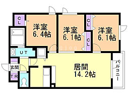 白南ハイツ1 3LDKの間取図画像