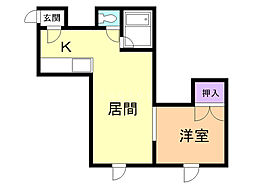 キラメック白石2号館 1LDKの間取図画像