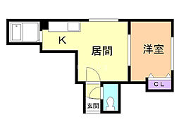 富士BLD3 1DKの間取図画像