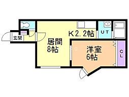 グランメール南郷 1LDKの間取図画像