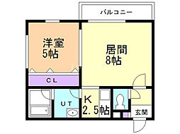 ウォームズライフ菊水 1LDKの間取図画像