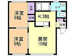 サニーウッズ2.3 2LDKの間取図画像