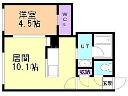 ラ・シュエット南郷通9丁目 1LDKの間取図画像