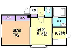 プレアリー菊水 1DKの間取図画像