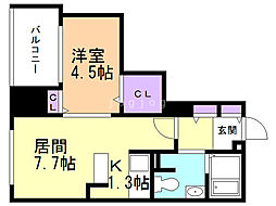 REGALO菊水二条 1LDKの間取図画像