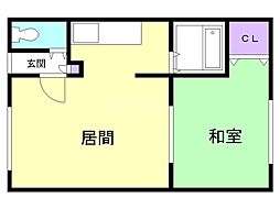 コロナードはごろも 1DKの間取図画像