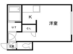 シャネル中井 1Kの間取図画像