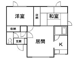 コーポ栄C 2LDKの間取図画像