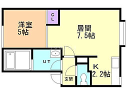 ティアナ弐番館 1LDKの間取図画像