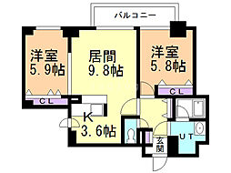 サンクリエN1 2LDKの間取図画像