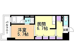 KDXレジデンス菊水四条 1LDKの間取図画像