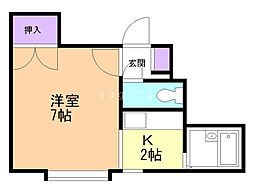 パステル月寒東A 1Kの間取図画像