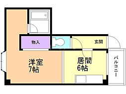 エスポワァール'65 1DKの間取図画像