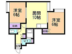 ピアコート平岡E 2LDKの間取図画像