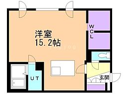 札幌市営東豊線 月寒中央駅 徒歩3分の賃貸マンション 5階ワンルームの間取り