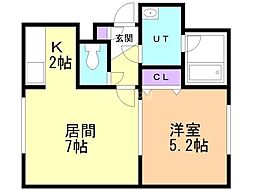 フェリシティ 1階1LDKの間取り