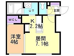 札幌市営東豊線 福住駅 徒歩8分の賃貸マンション 3階1LDKの間取り