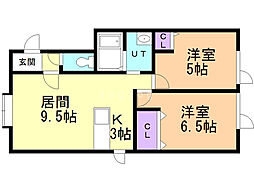 ソレイユ石山 2LDKの間取図画像