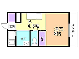 平岸ファースト 1Kの間取図画像