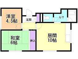 ニコーハイム 2LDKの間取図画像