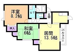グリーンシャルマンE 2LDKの間取図画像